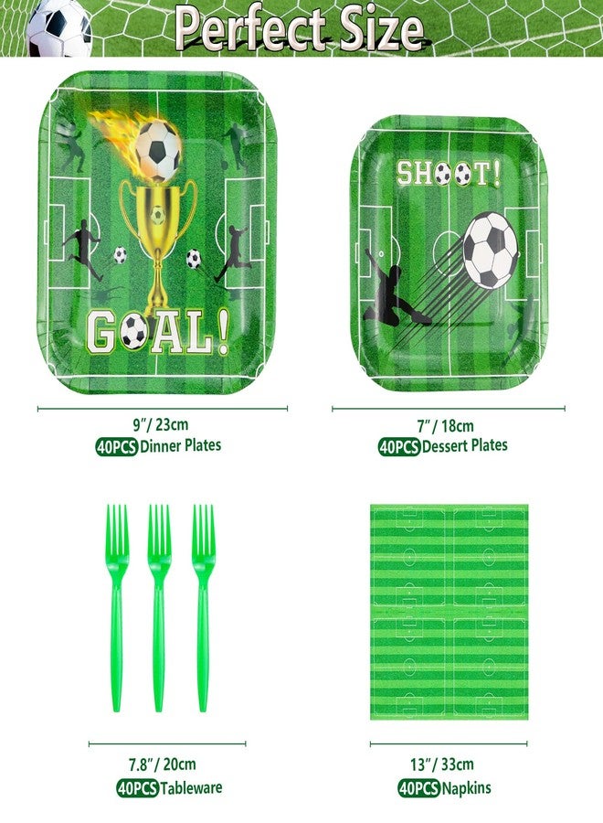 Inspireyee 160 Pack Soccer Party Supplies Sports Theme Birthday Decorations Soccer Party Plates，Napkins，forks Set Soccer Theme Set for Boys Sports Theme Birthday Decorations Serves 40 Guests - Image 2